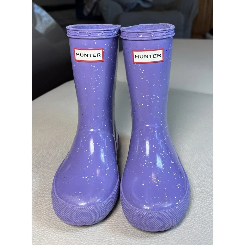 Hunter Kids Purple Glitter Rain Boots Waterproof Size 10